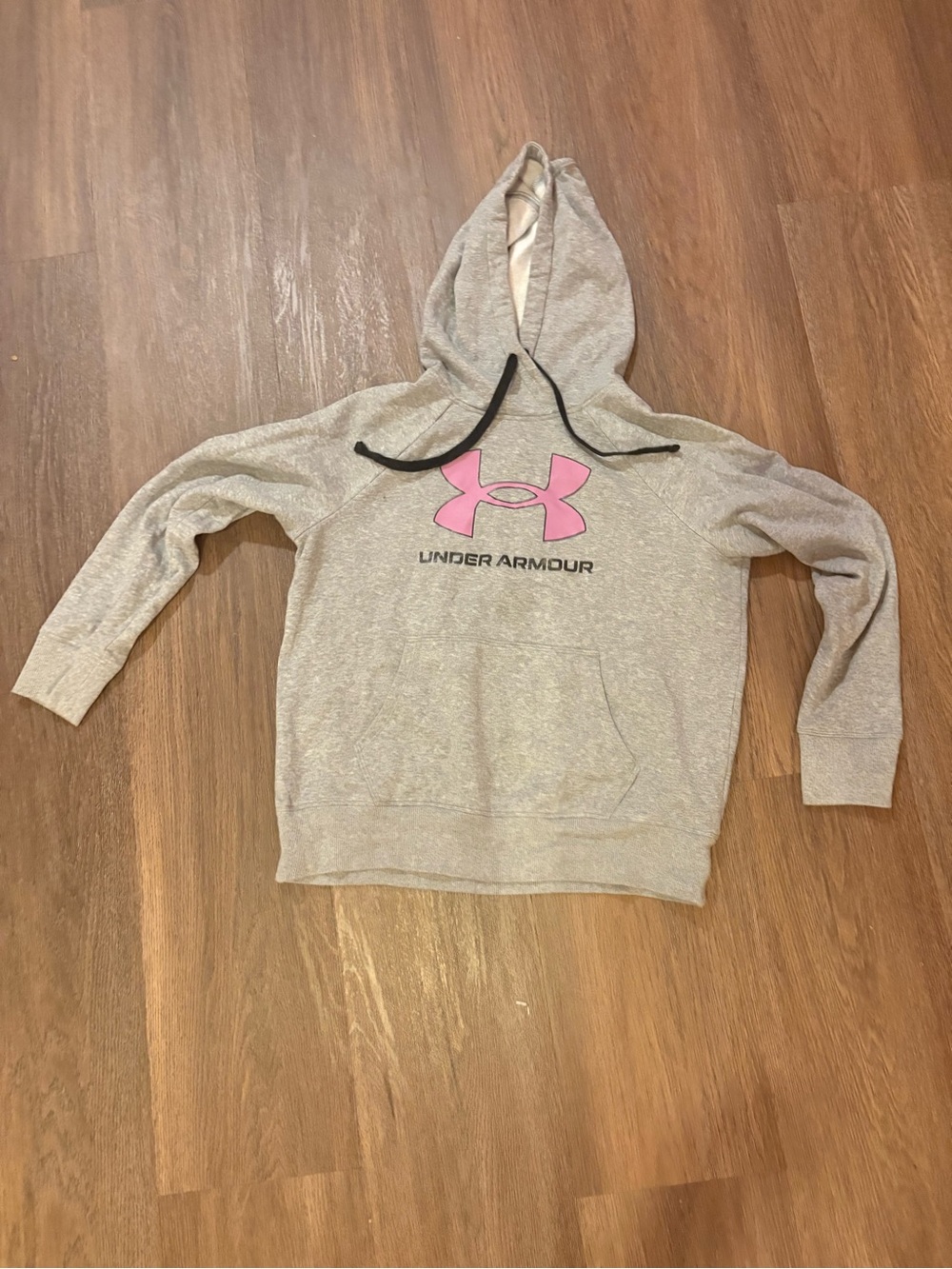 Under Armour Heather Gray Hoodie with Pink Logo